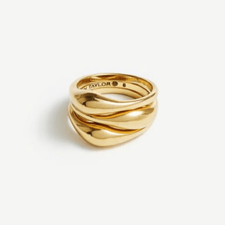 Sculpted Gold Wave Statement Ring