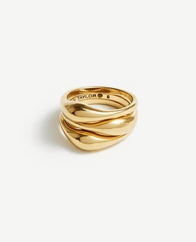 Sculpted Gold Wave Statement Ring