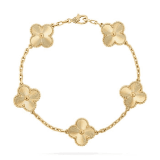 Textured Gold Clover Charm Bracelet