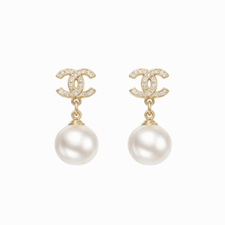 Designer Pearl Drop Earrings with Crystal Stud
