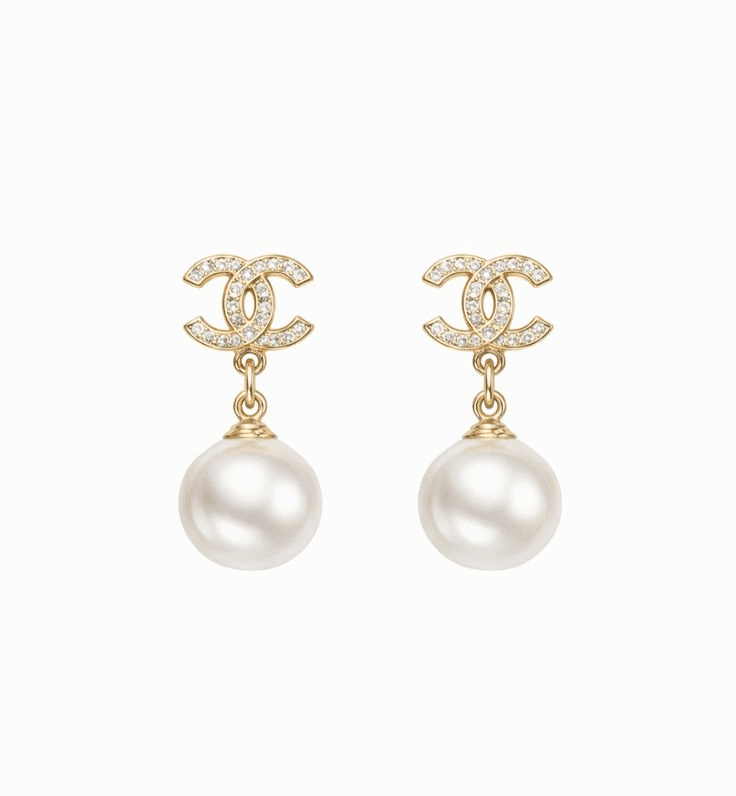 Designer Pearl Drop Earrings with Crystal Stud